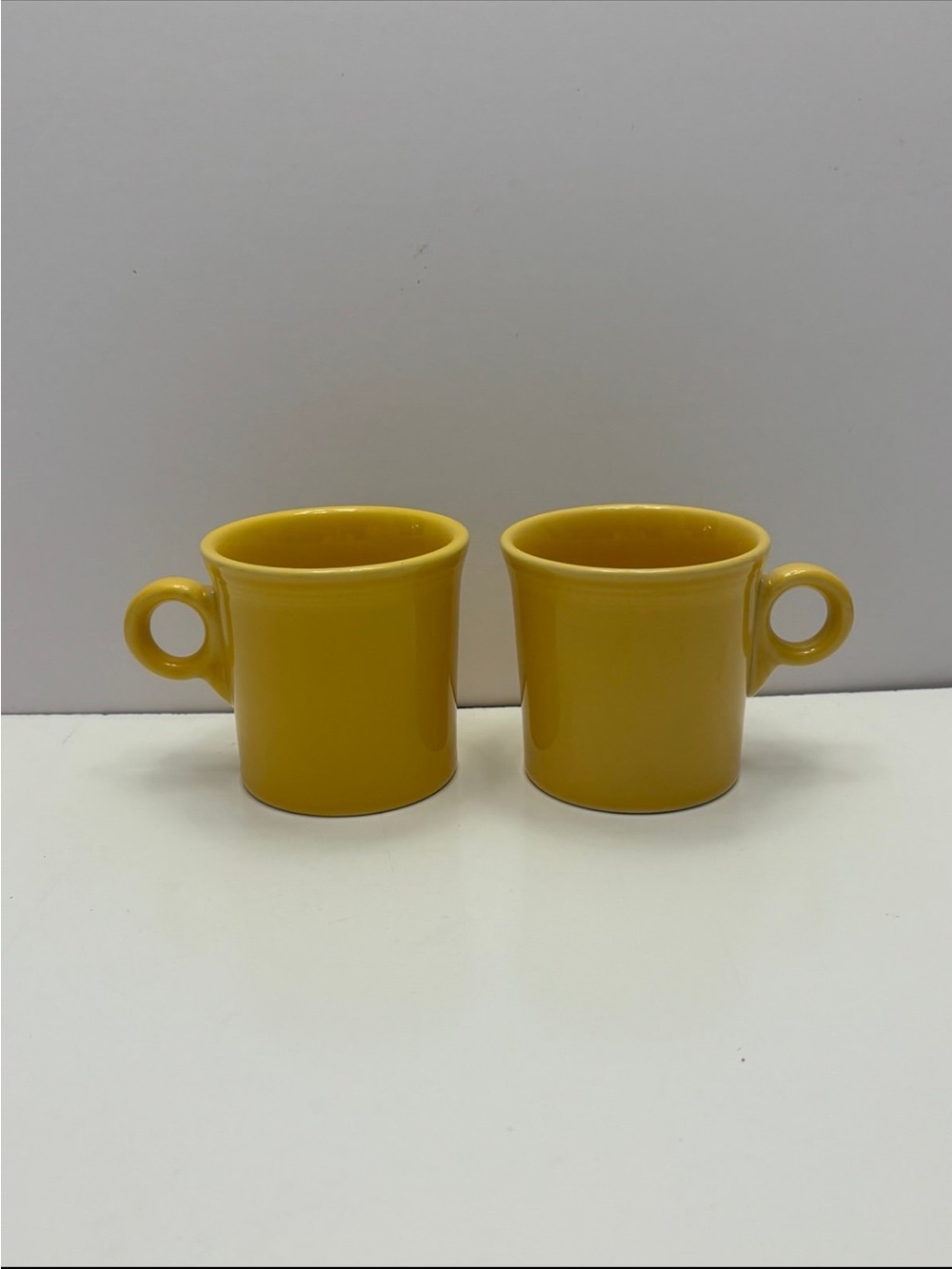 Set of Fiesta Homer Laughlin Fiesta Classic Ring
Handle Mugs sunflower yellow